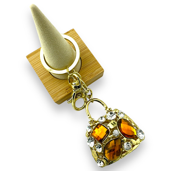 Articulated Queens Handbag Keychain, Rhinestones, Split Key Ring & Clip Gift Bag - Picture 5 of 5